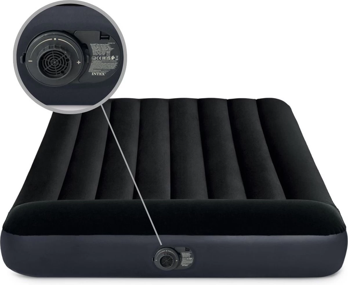 Intex Luchtbed - Twijfelaar - 137 X 191 X 25 Cm - Blauw - Met Ingebouwde Pomp, Hoeslaken Antraciet En Reparatieset 5 Intex Luchtbed - Twijfelaar - 137 X 191 X 25 Cm - Blauw - Met Ingebouwde Pomp, Hoeslaken Antraciet En Reparatieset - Afbeelding 5