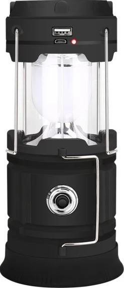 Merkloos Xtraworks - Multifunctionele Solar LED Campinglamp Met Handvatten - IPX 45 Waarde, USB-lader En Powerbank - Mat Zwart -Campingwinkel 518x1200 2