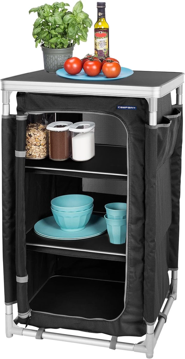 Campart Campingkast CU-0719 – Opvouwbaar En Verstelbaar - 4 Verstelbare Poten - 3 Lagen - Aluminium Frame - Grijs 1 Campart Campingkast CU-0719 – Opvouwbaar En Verstelbaar - 4 Verstelbare Poten - 3 Lagen - Aluminium Frame - Grijs