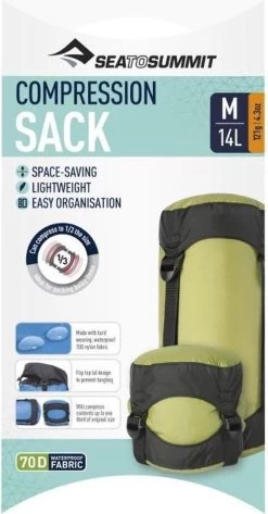 Sea To Summit Compressiezak - 14L - Groen - Lichtgewicht -Campingwinkel 626x1200