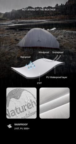 Cloud Up 1 Upgraded - Naturehike® - 1 Persoons Tent - Lichtgewicht Tent - Incl. Grondzeil - 210T 3000mm - Outdoor - Waterdicht - Hiking & Wandelen -Campingwinkel 637x1200