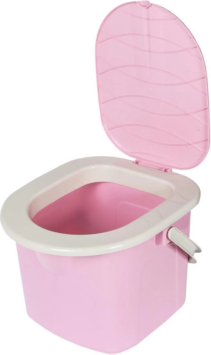 Branq Toiletemmer Draagbaar Met Deksel - 15,5L - Roze 1 Branq Toiletemmer Draagbaar Met Deksel - 15,5L - Roze