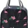 Koeltas - Lunchtas - Volwassenen En Kinderen - Compact & Handig: Zomer - Picknick -School - Lunch - Werk - Zwart Flamingo