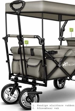 Wildebeest Bolderkar Opvouwbaar Grijs - Bolderwagen Met Kinder Zitje - Bolderkarren - Handkar Grijs - Opvouwbaar Transportwagen - Transportkar - Handkar Tuin Trolley Met Dak Transport Trolley XXL -Campingwinkel 810x1200 3