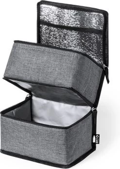 Merkloos Koeltas Met Dubbel Compartiment - Lunchtas - Koeltasje Lunch - Koelelementen - Koud - Warm - Isolatie - Volwassenen - Dames - Heren - 14 X 22 Cm - Polyester - RPET - Aluminium - Grijs -Campingwinkel 849x1200 7