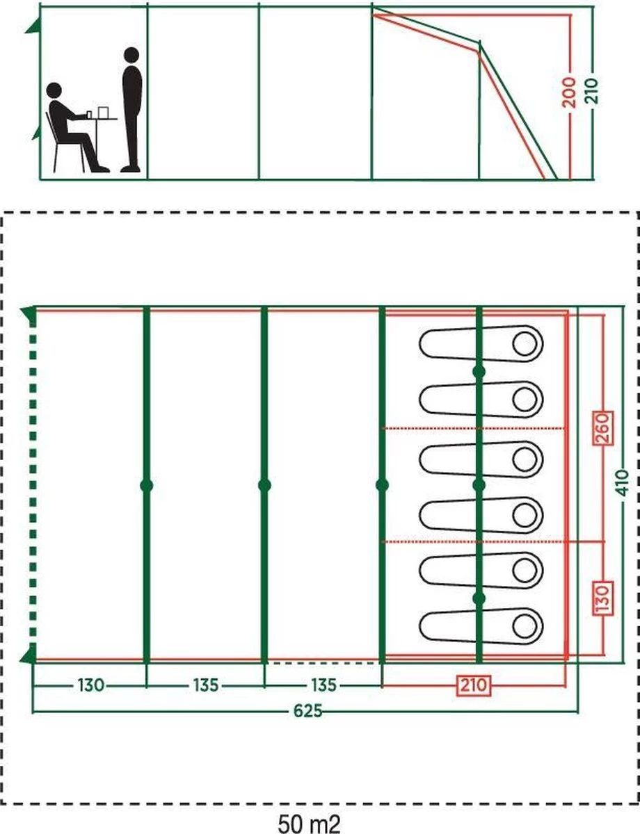 Coleman Vail 6L Tunneltent - Familie Tent - 6-Persoons - Grijs/Groen 7 Coleman Vail 6L Tunneltent - Familie Tent - 6-Persoons - Grijs/Groen - Afbeelding 7
