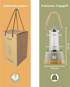 Skandika Kiruna LED-Lamp – Tentlampen – Campinglampen – Buiten Lantaarn – Buitenverlichting – Buiten Lamp - Retro Outdoor Camping Lamp Met Powerbank, Traploos Dimbaar, Draadloos, Oplaadbare Batterij, USB, Warm En Koud Wit, 75h Lichtduur – Beige -Campingwinkel 968x1200 5